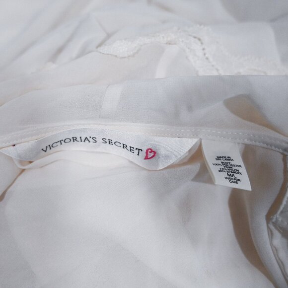 Victoria Secret M/L Vintage Ivory Fully Length Sheer Robe with Lace Detailing - Picture 8 of 10